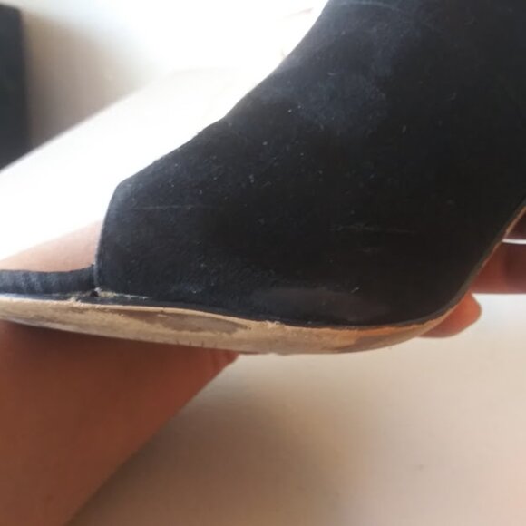 Shoe Dazzle Lucinda women's size 9.5 Black faux suede, open toe high heel shoes - Picture 13 of 16